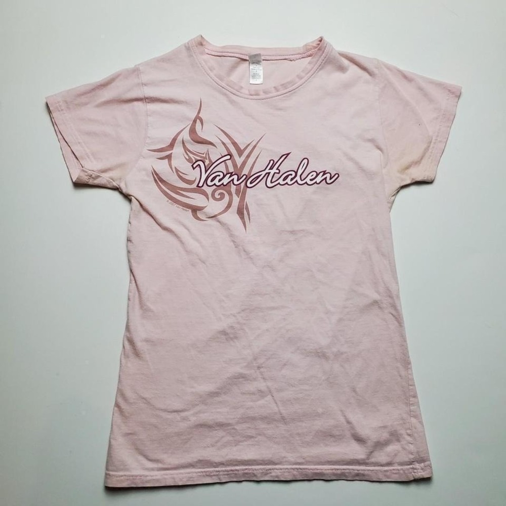 2007 Van Halen Light‎ Pink Logo Tribal Baby Doll Tee Size Large
